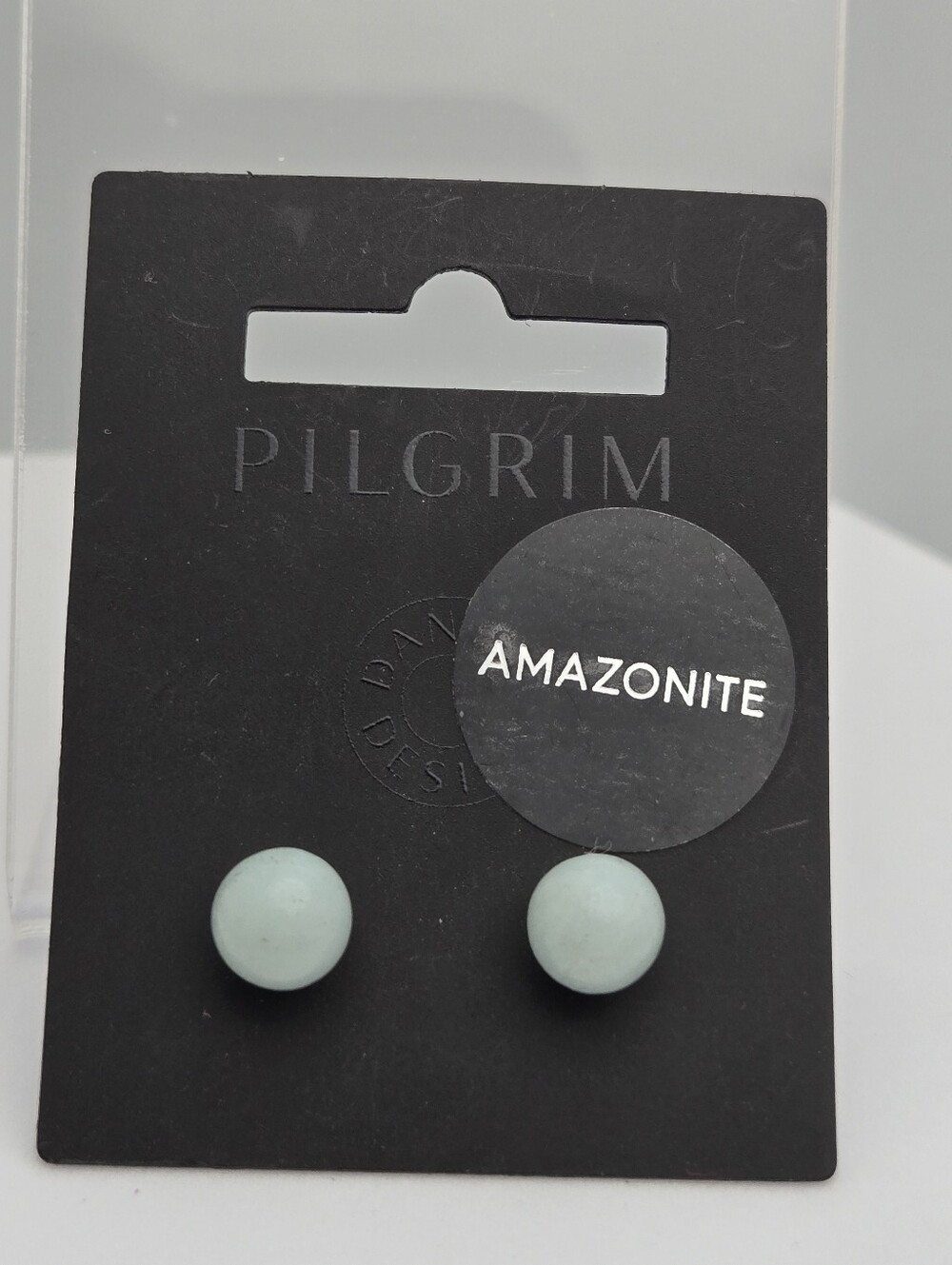 Pilgrim Amazonite Stud Earrings Pale Blue Green Natural Stone 1/4"